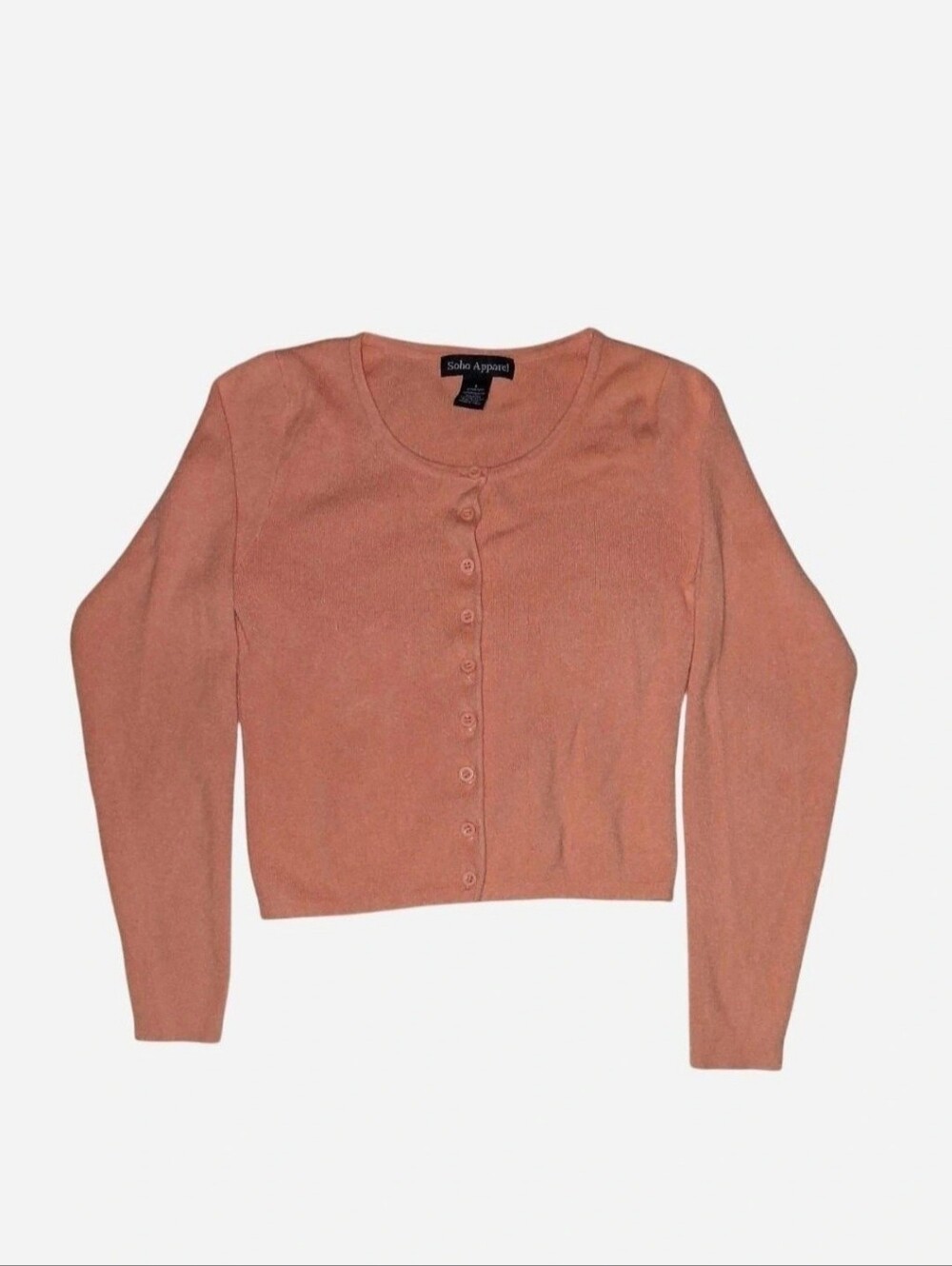 S | Soho Apparel coral orange cropped button up cardigan